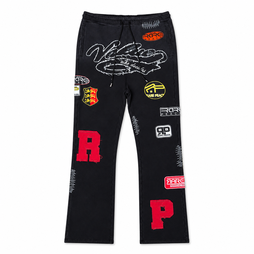 RACER PATCH JOGGER BLACK - front flat lay on white