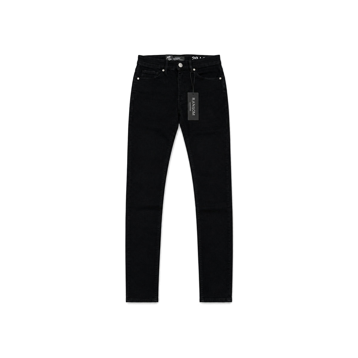Ransom Obsidian Skinny Jeans - Black men's jeans flat lay