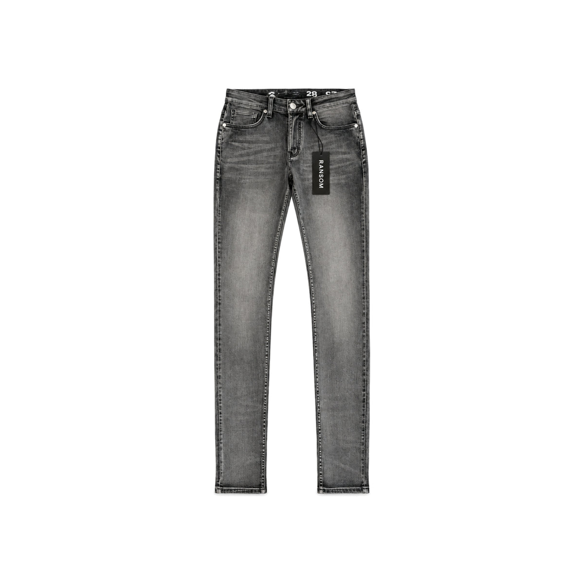 Ransom Ash Clean Skinny Jeans - Medium Grey men's jeans flat lay