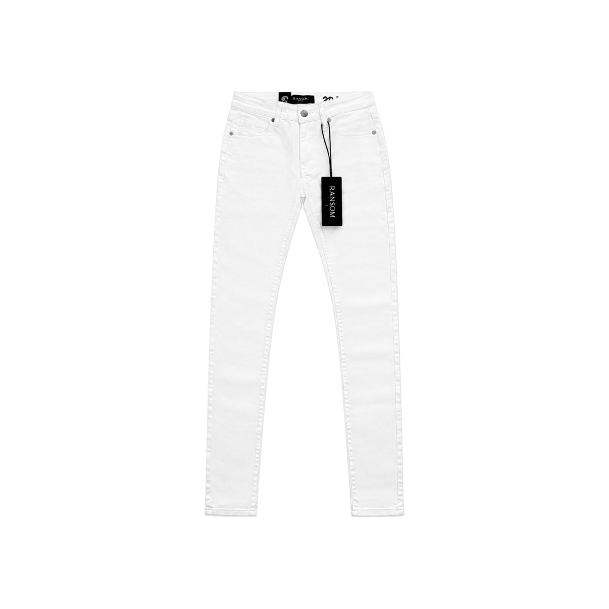Ransom Snow Clean Skinny Jeans - White men's jeans flat lay