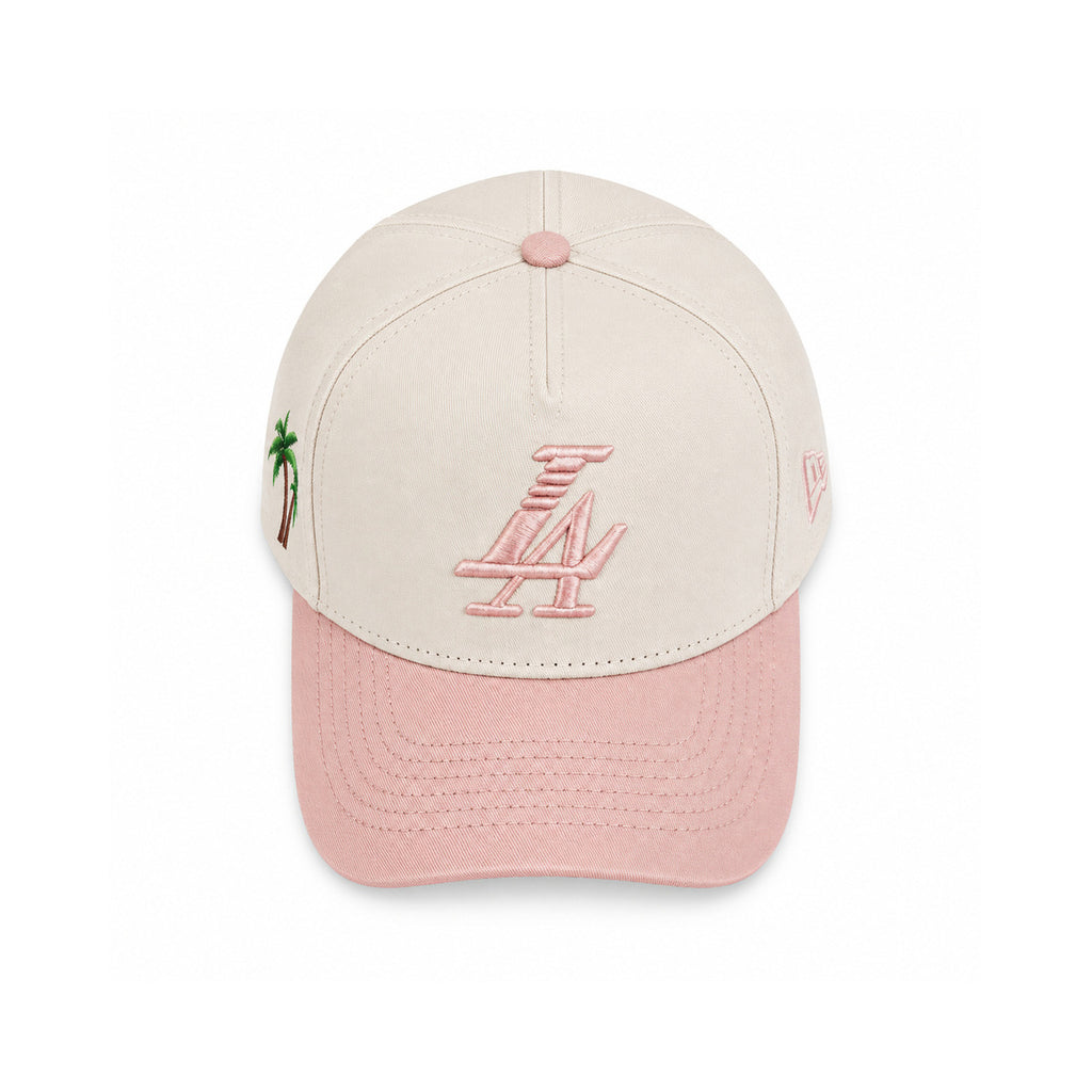 Paradise LA Snapback Hat - Cream/Blush front view