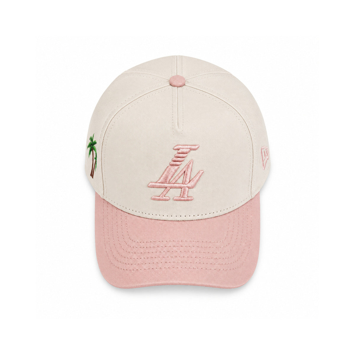 Paradise LA Snapback Hat - Cream/Blush front view