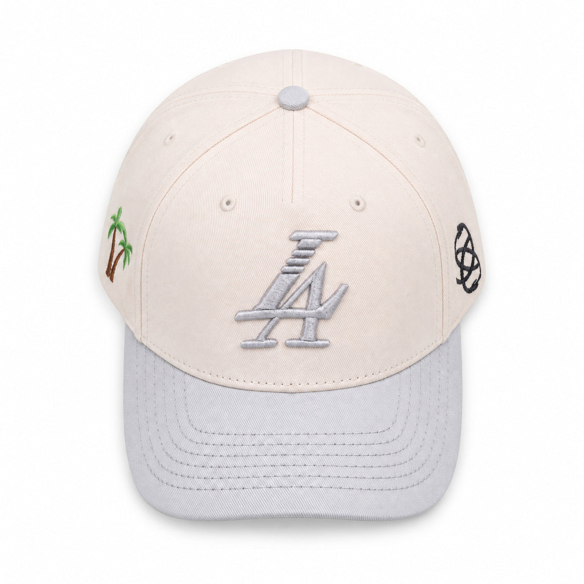 Paradise LA Snapback Hat - Cream/Silver front view