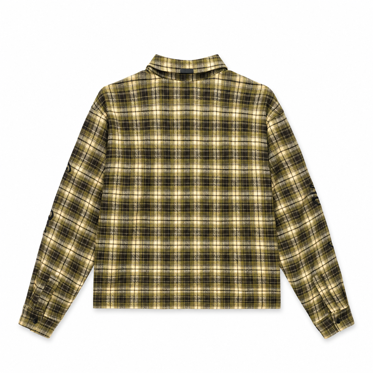 RYNOR CROPPED BUTTON-UP SHIRT OLIVE PLAID