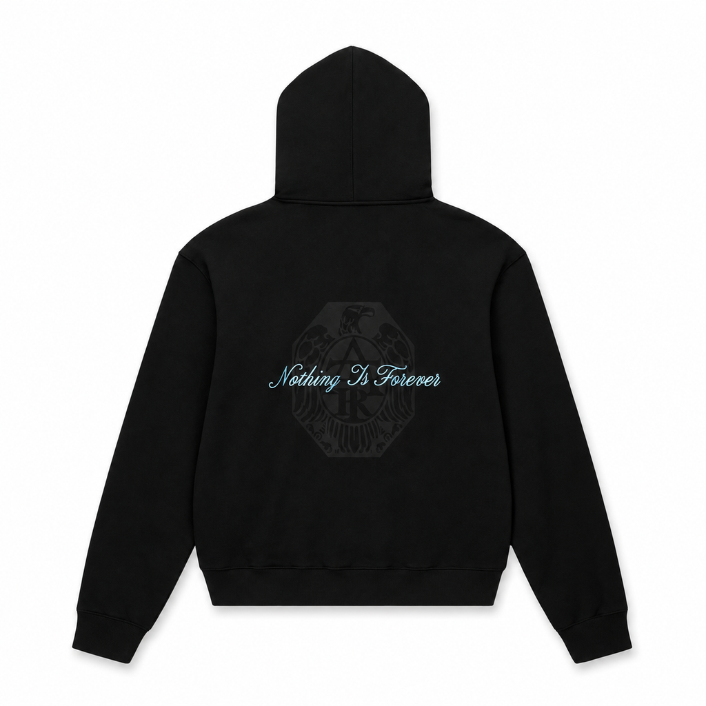 ZEV OVERSIZED ZIP HOODIE BLACK ULTRA CREST