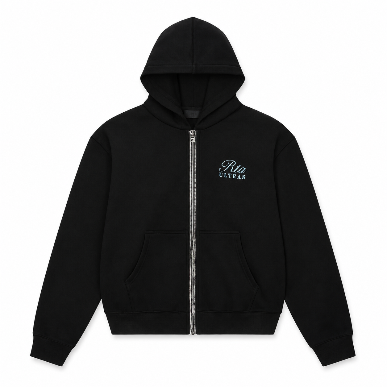ZEV OVERSIZED ZIP HOODIE BLACK ULTRA CREST