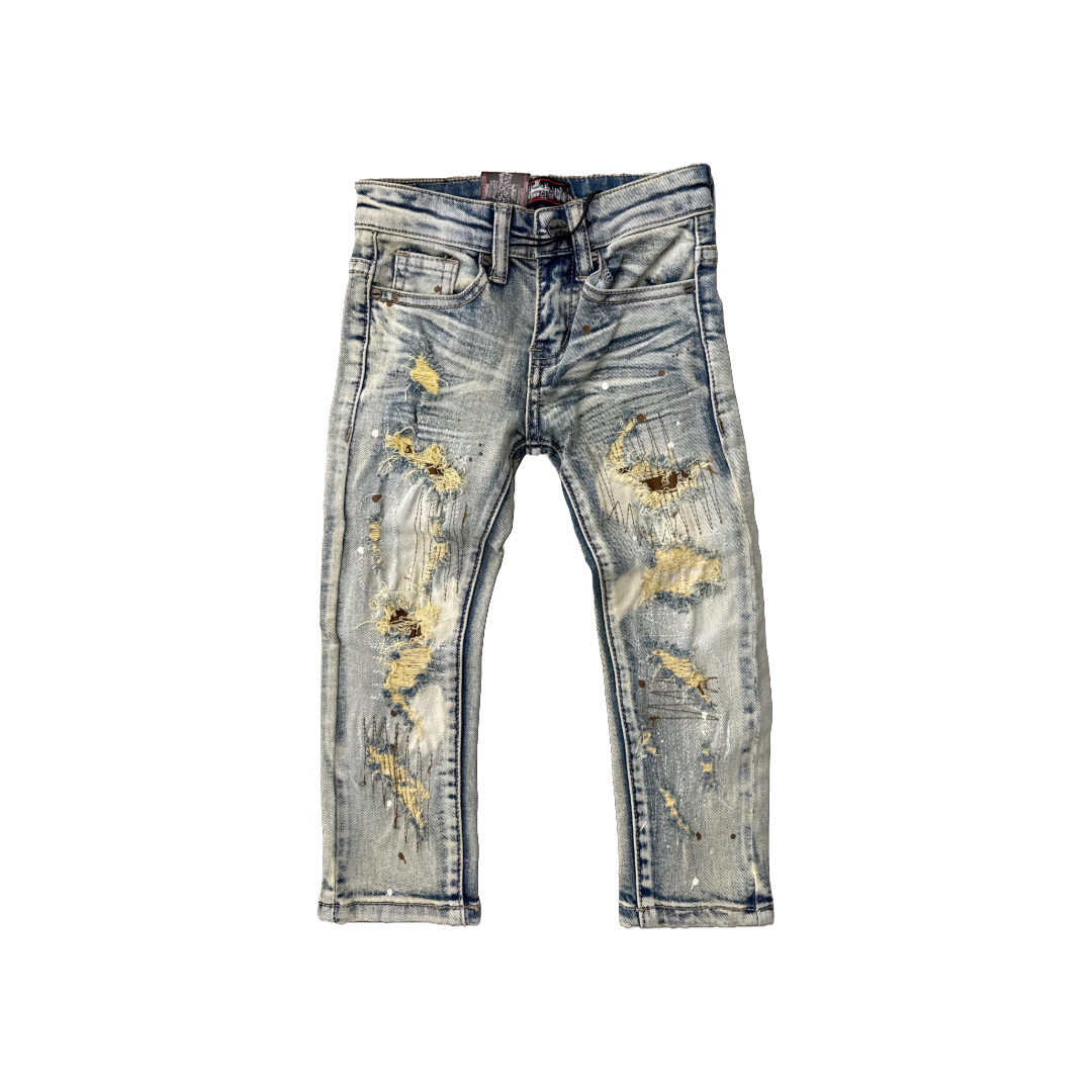 DENIMiCITY| Kid's Knee Rip Vintage Bleach Wash Jean