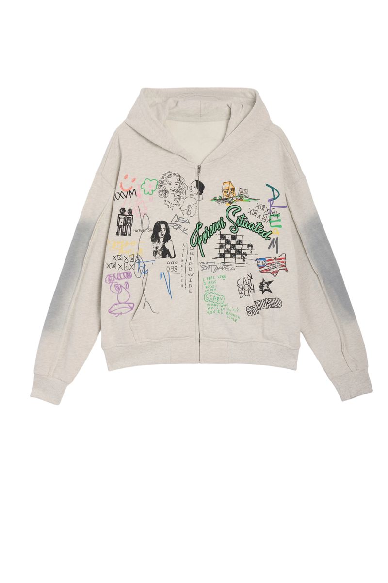 SITUATED ALL OVER PRINT ZIP-UP HOODIE