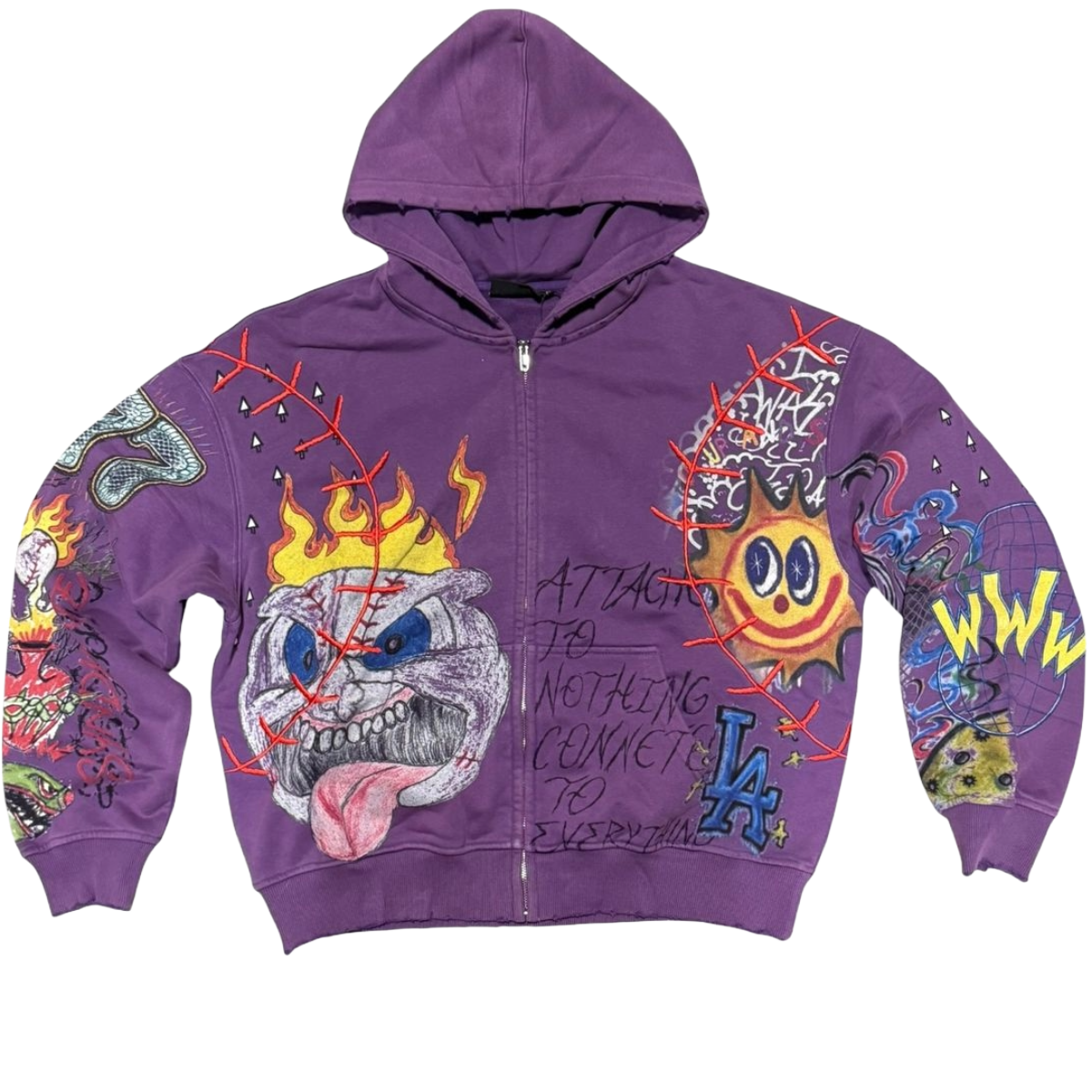 Syndicate THE ATTACHMENT zip-up hoodie in purple, front flat lay