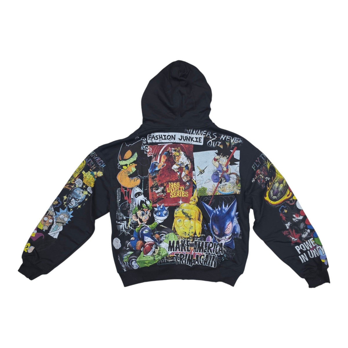 Syndicate UNITY zip-up hoodie in black, back flat lay