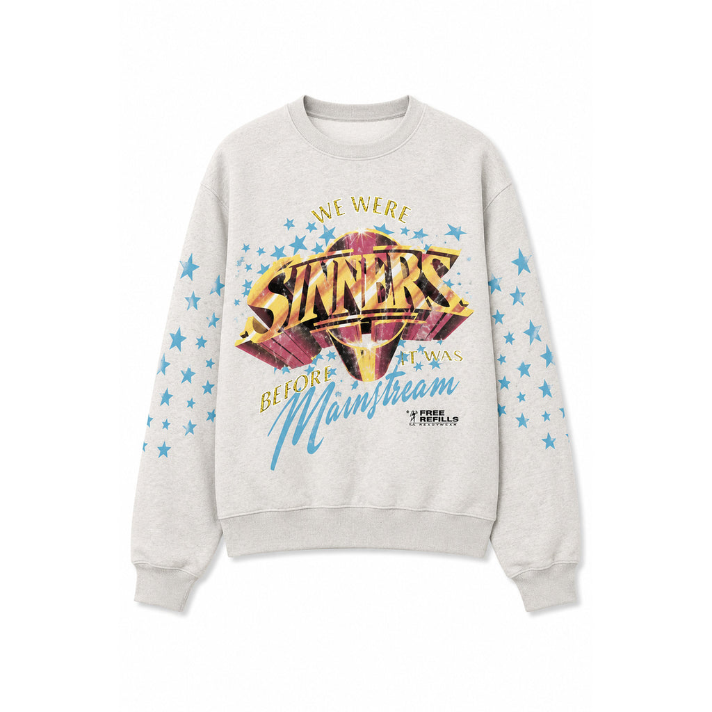 Free Refills sinners crewneck heather - front flat lay