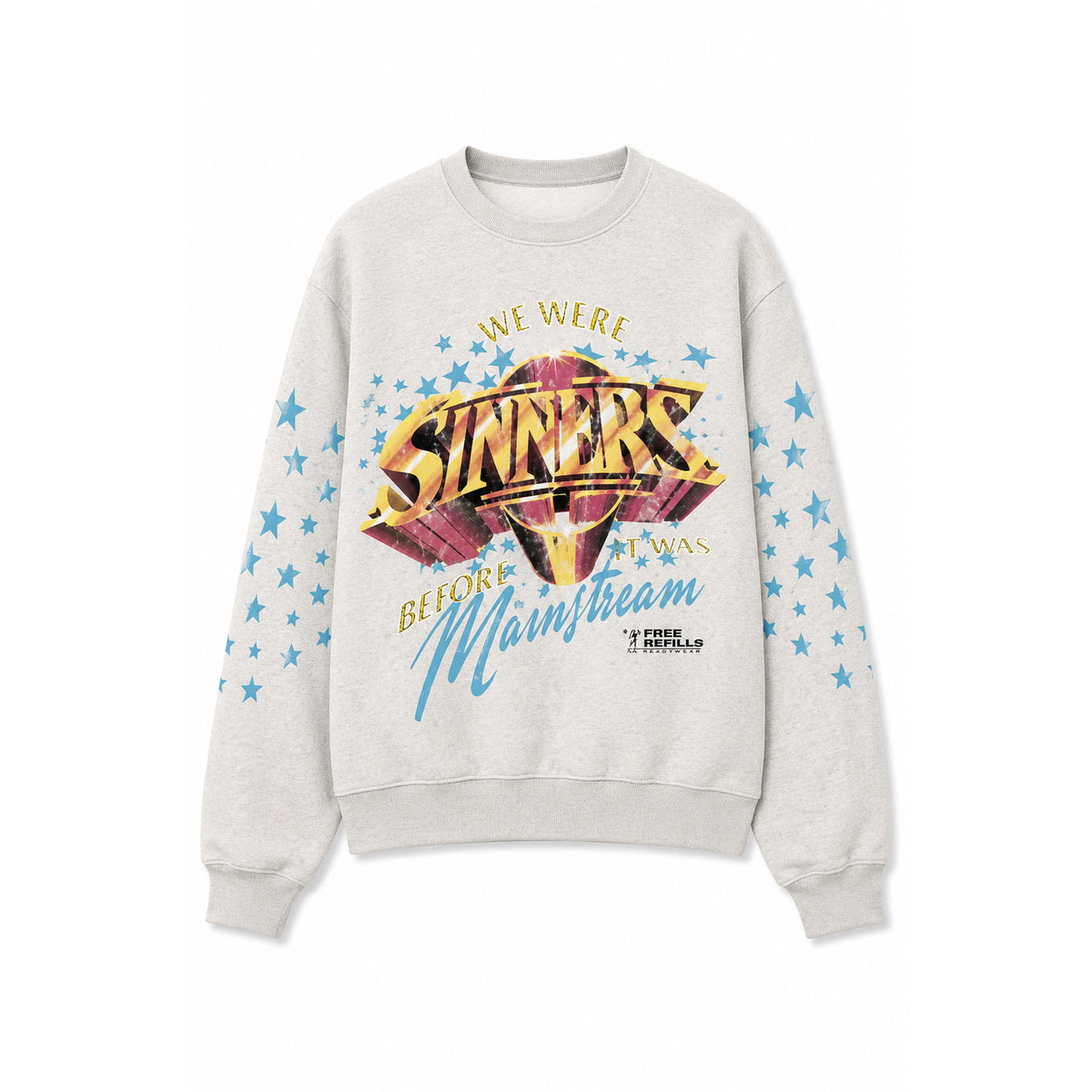 Free Refills sinners crewneck heather - front flat lay