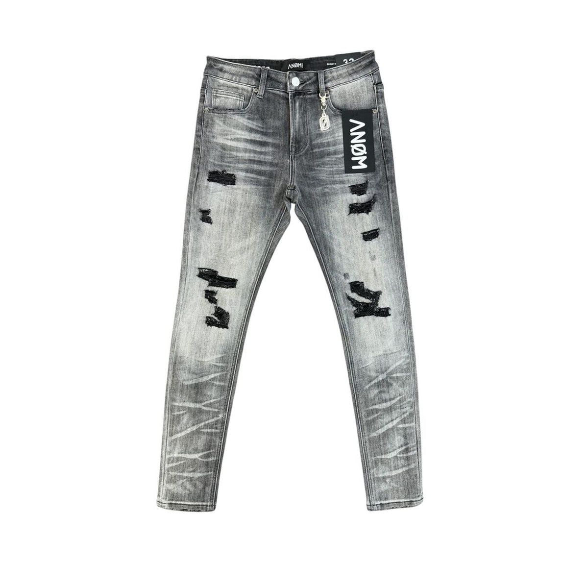 ANOM FOG skinny jeans in gray wash, front flat lay