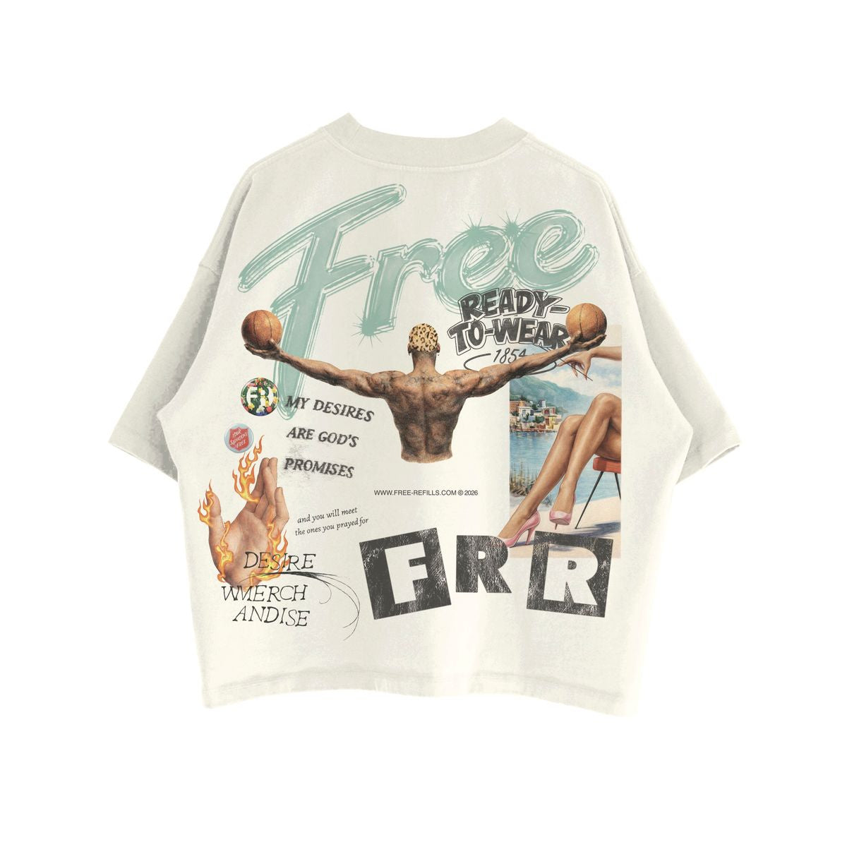 Free Refills the powder room tee cream - back flat lay