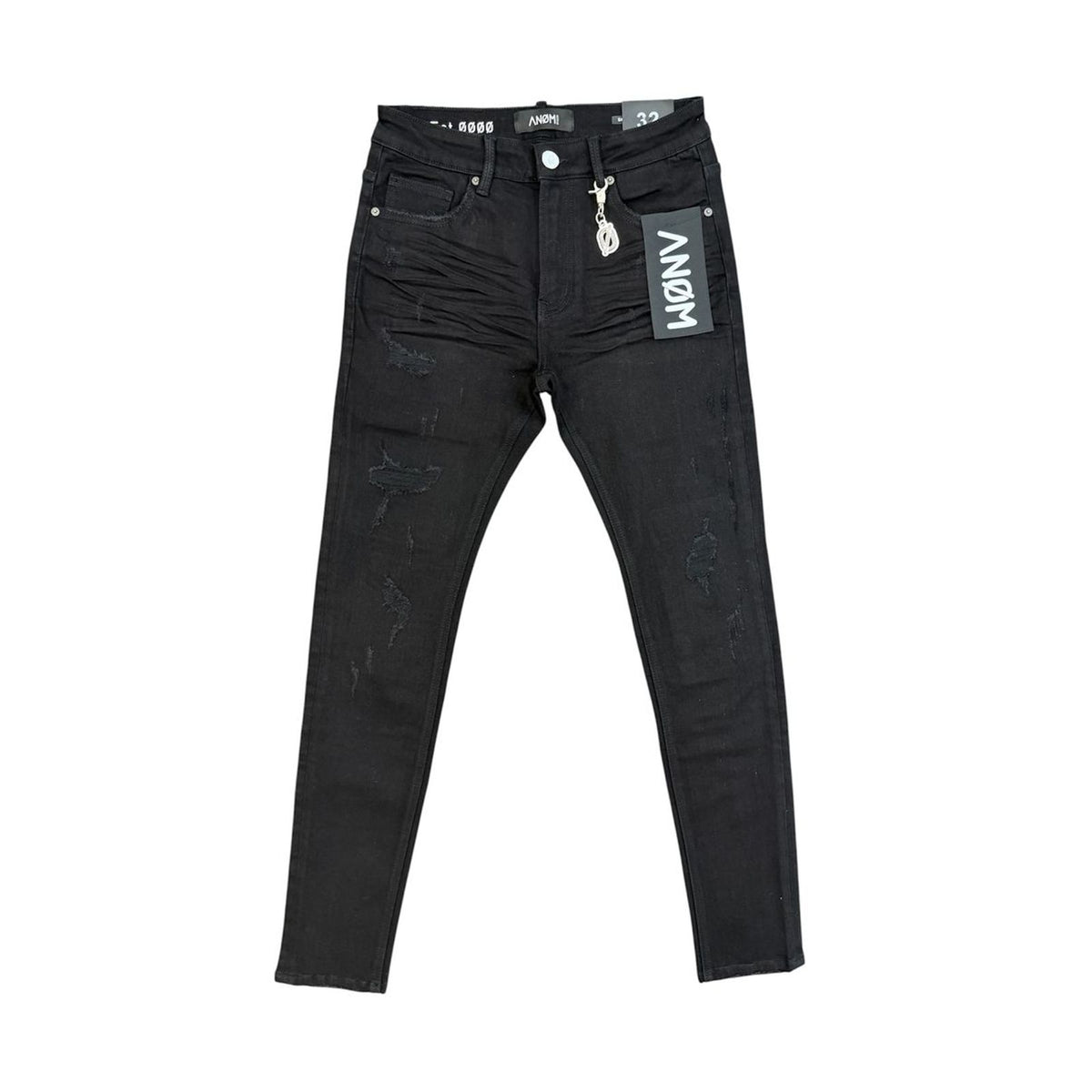 ANOM VENOM skinny jeans in jet black, front flat lay