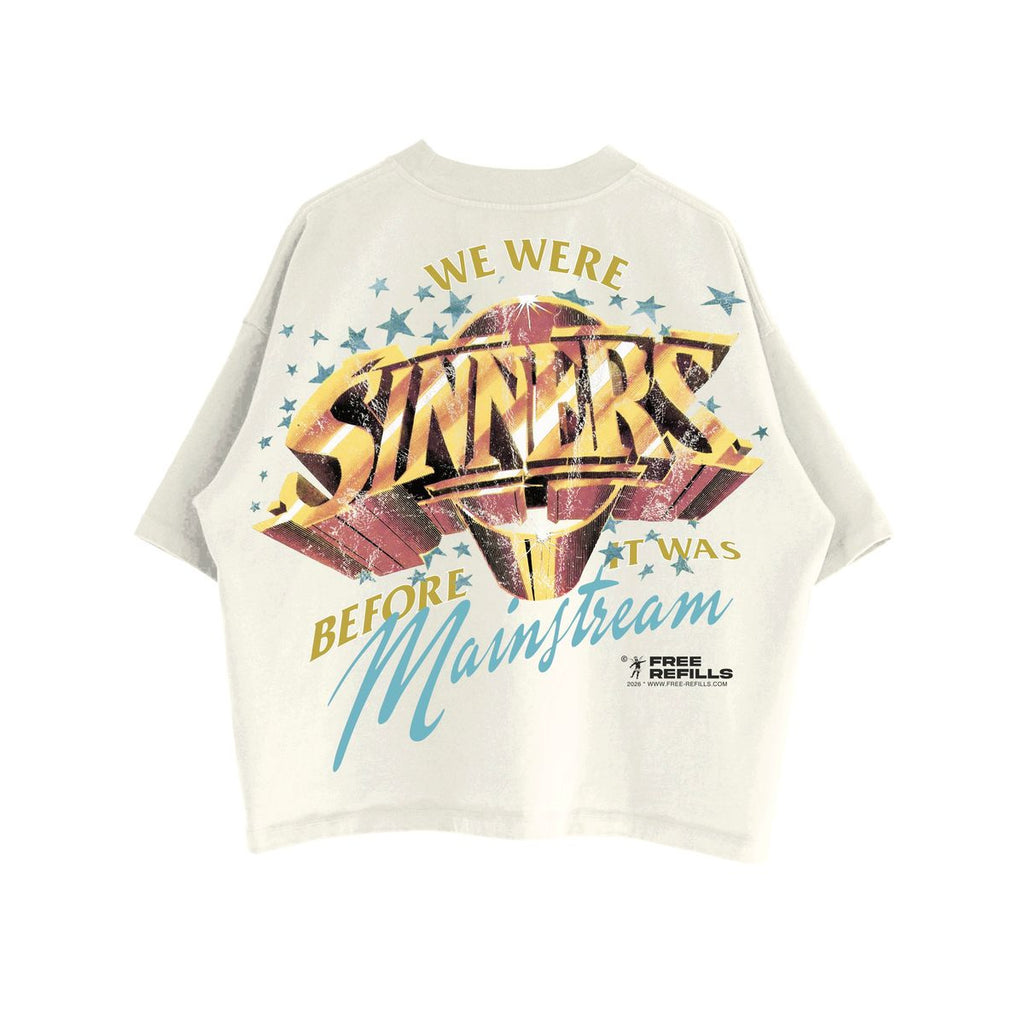 Free Refills sinners tee cream - back flat lay