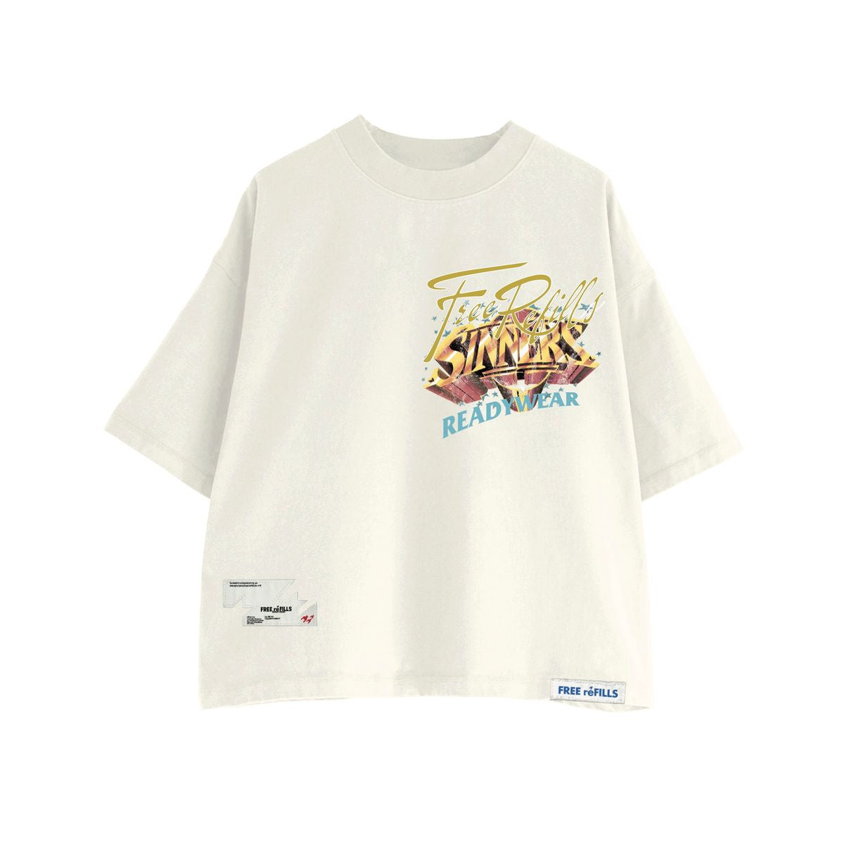 Free Refills sinners tee cream - front flat lay